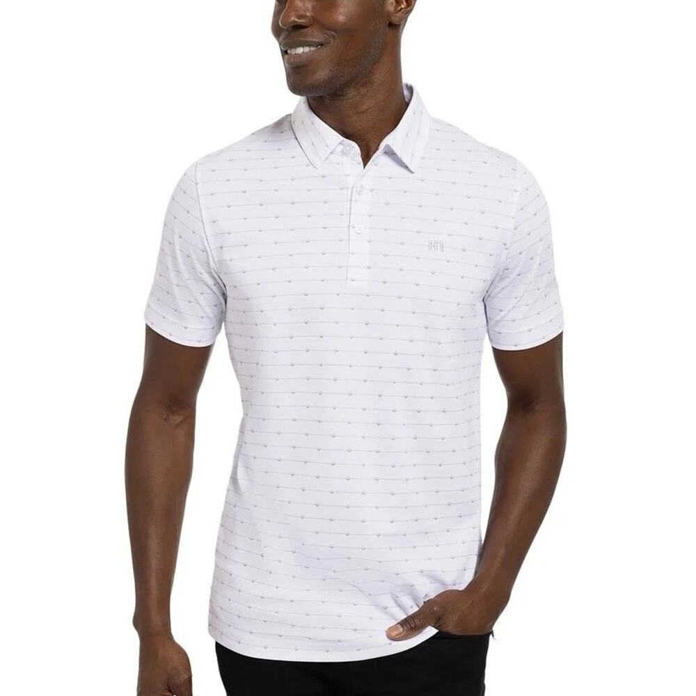 Travis Mathew Chilly Track White Geometric Golf Polo Office Travel Mens XXL